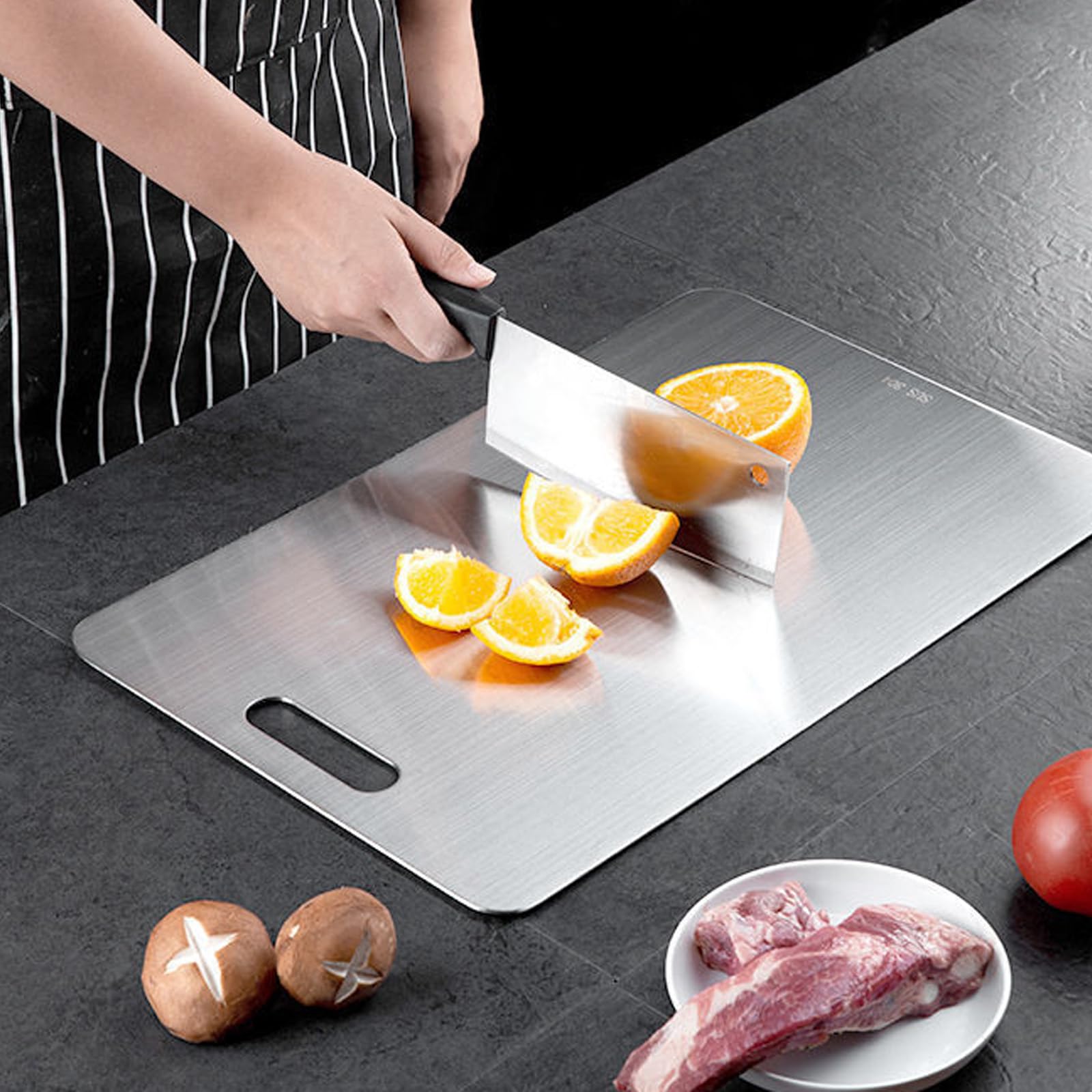 316 Stainless Steel Cutting Boards, New Upgrade SUS 316 Cutting Boards for Kitchen, Double-Sided Food-Grade Stainless Steel Cutting Board, Chopping Boards Cutting Mat for Meat Fruit & Vegetable (M)