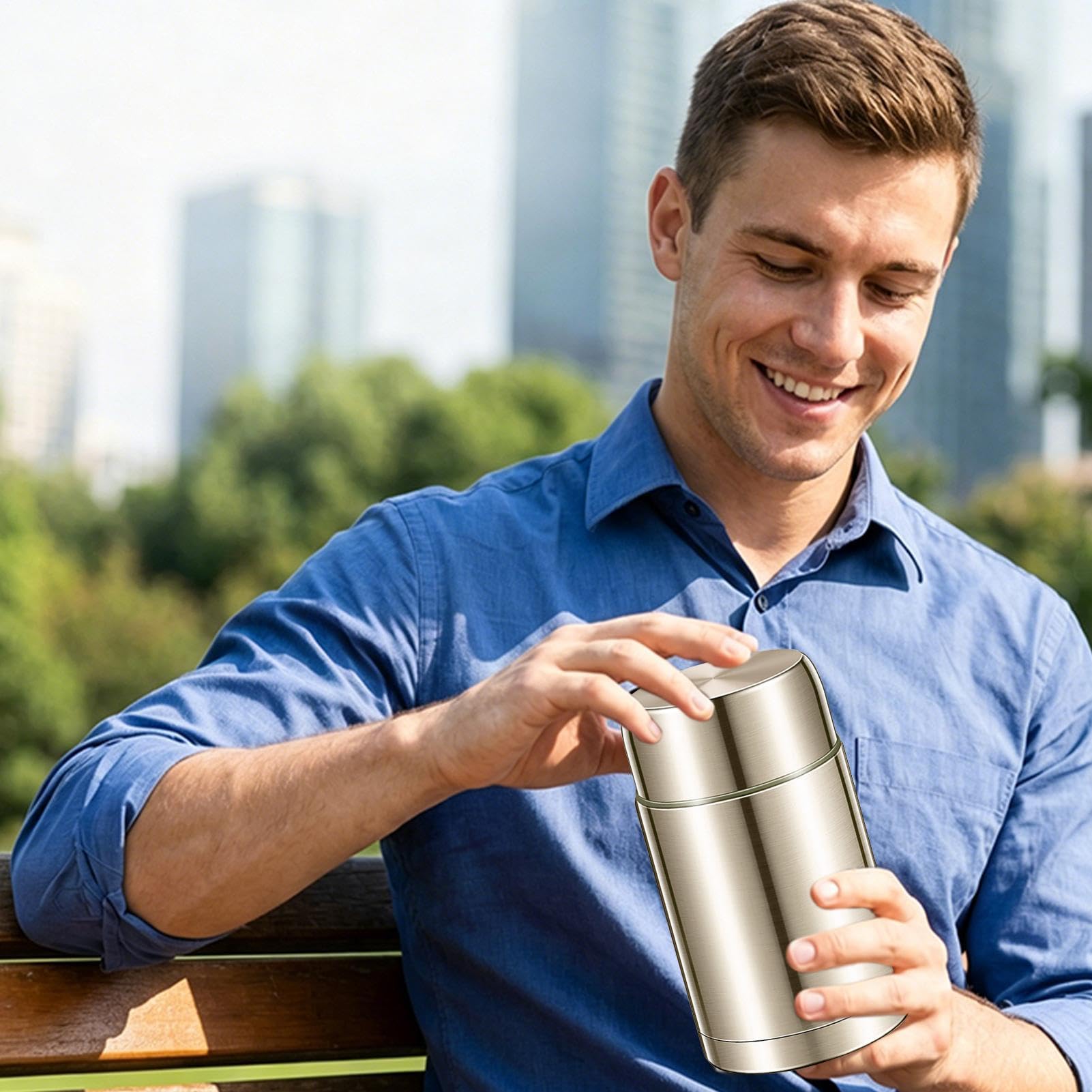 de comida caliente Termo hermético al vacío de 1,2 L con cubiertos y bolsa