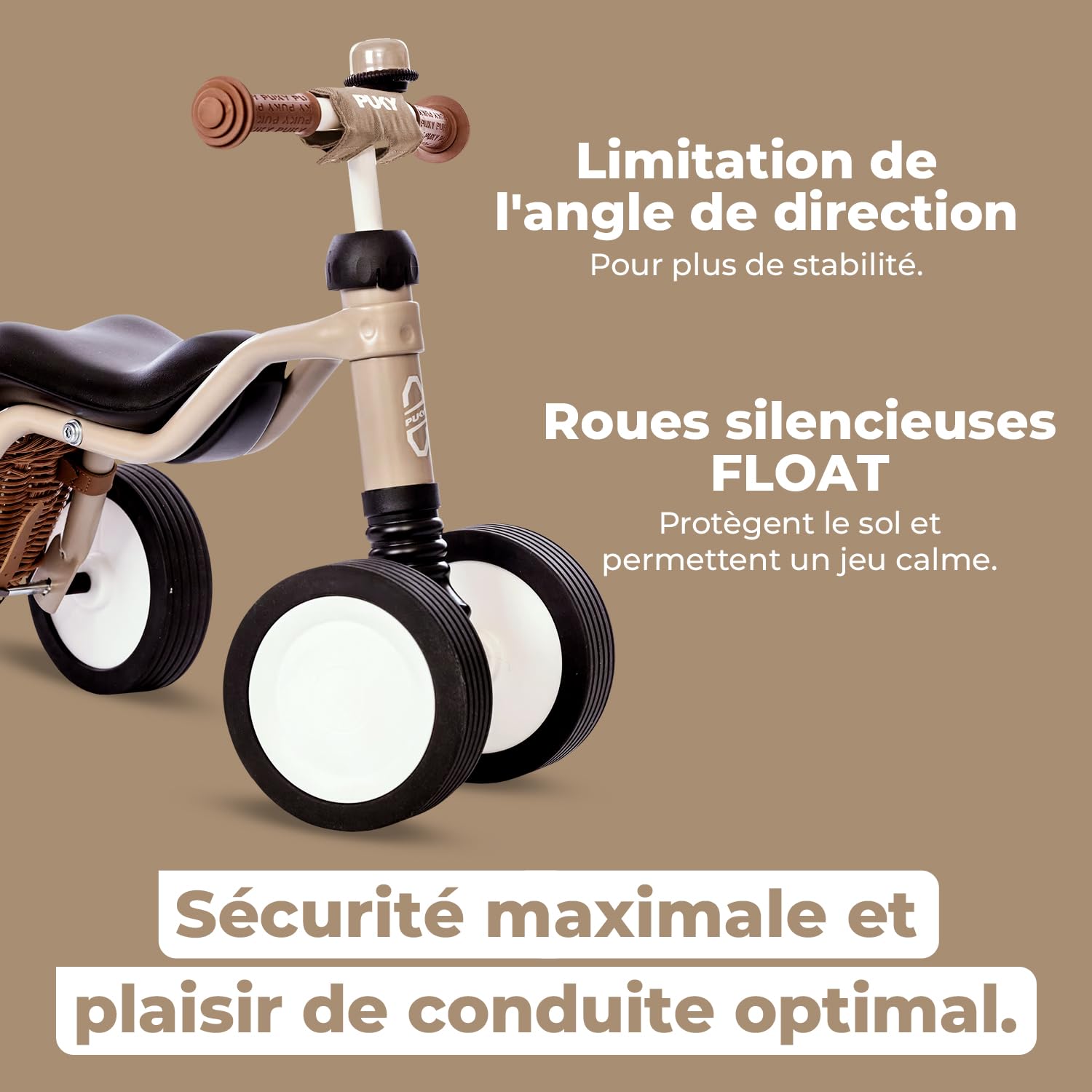 PUKY WUTSCH Bundle Sable Poussiéreux | Draisienne Bebe 1 an | Velo Bebe sans pédales | Draisienne evolutive avec poignées sécurité, siège Ergonomique, Roues silencieuses, Cloche & Panier | Jouet bébé