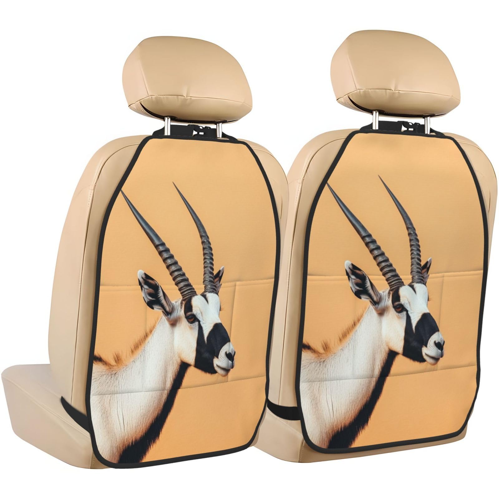 Gemsbok Vintage Car Seat Back Kick Protectors,2 Pack Kick Mats with Storage Pockets for Vehicles to Protect from Dirt Mud Scratches