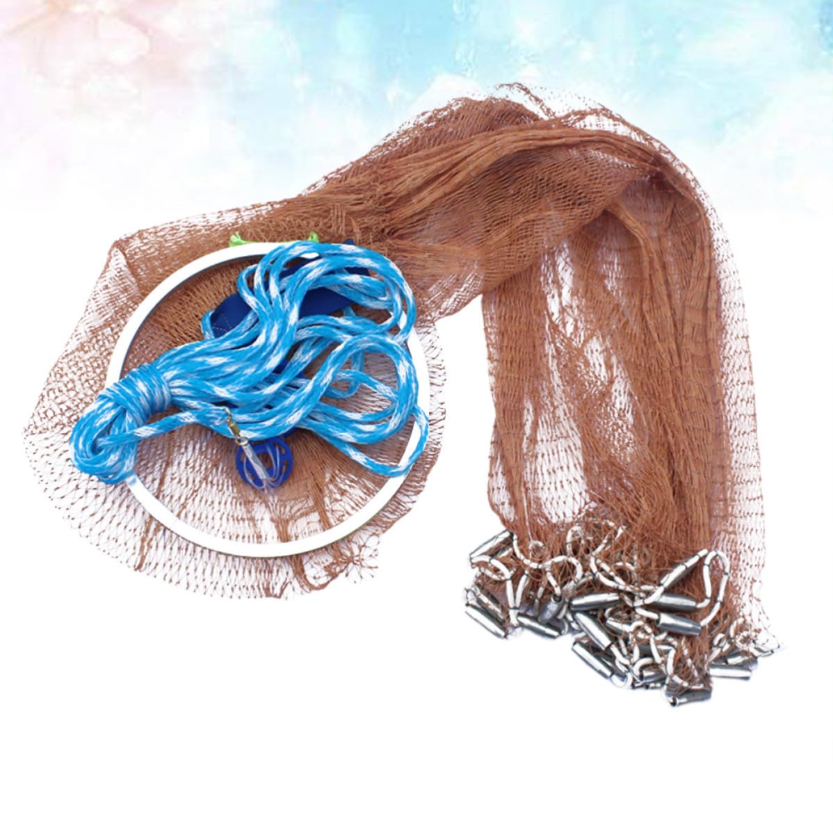 Housoutil Red de Pesca Portátil de Nylon Azul Diseño 360° y Ligera para Camarones y Cangrejos en Agua Dulce y Salada Color Aleatorio