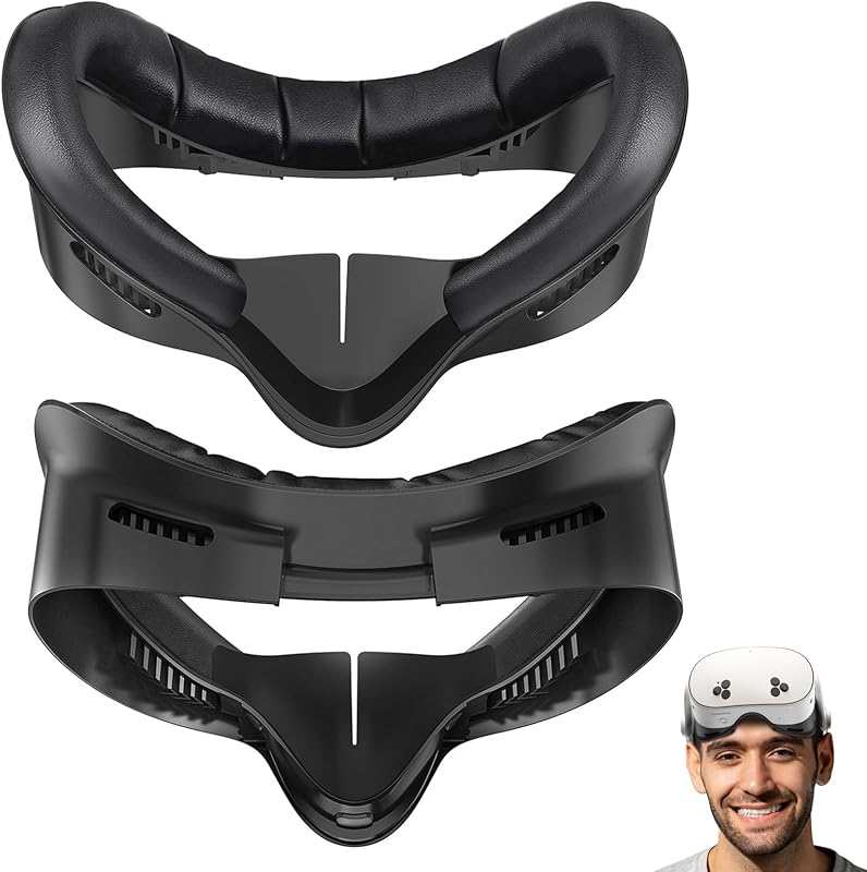 Almohadilla Facial de Realidad Virtual, Interfaz Facial Compatible con Accesorios Meta/Oculus Quest 3S, Almohadilla Facial de PU Suave como Repuesto para Quest 3S