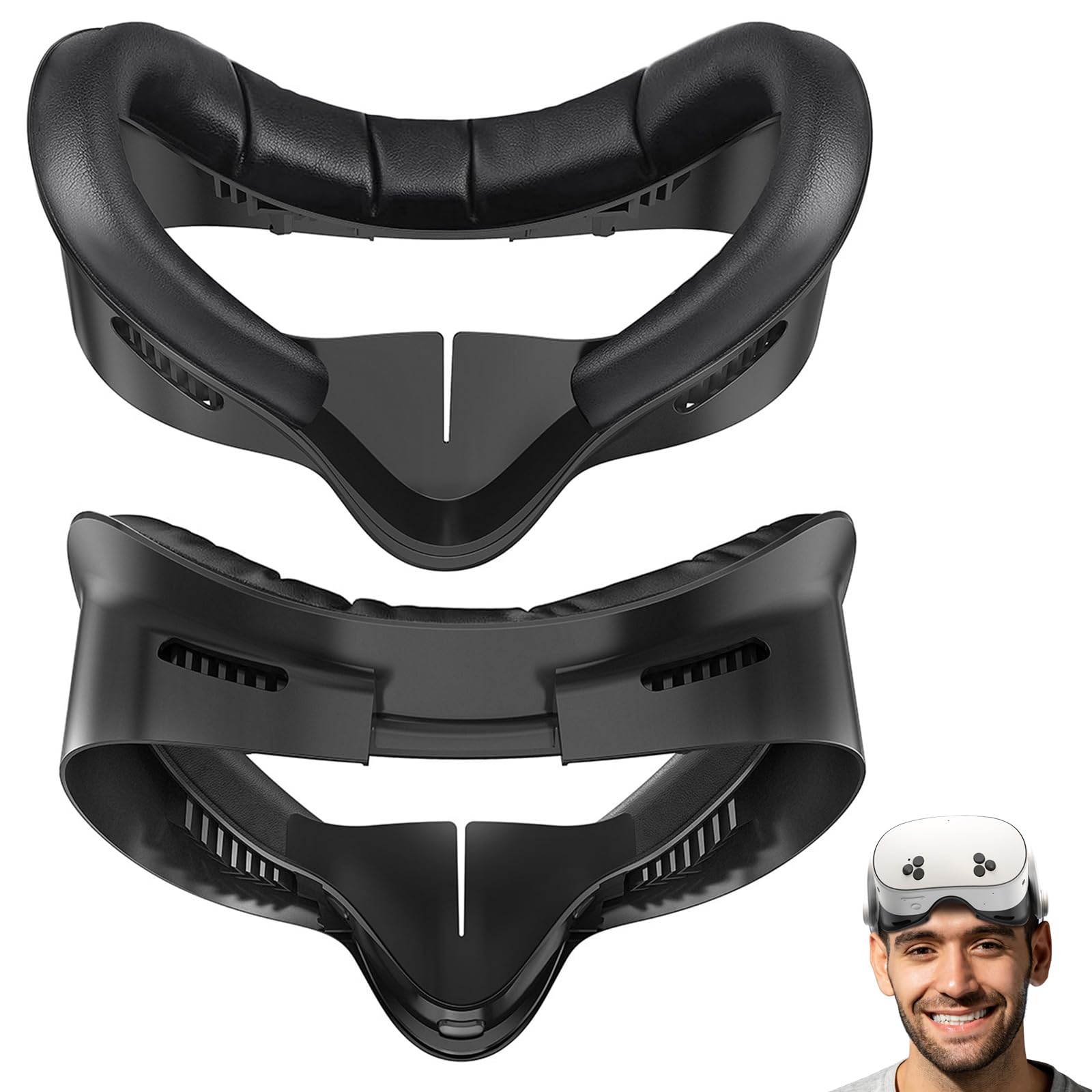 Almohadilla Facial de Realidad Virtual, Interfaz Facial Compatible con Accesorios Meta/Oculus Quest 3S, Almohadilla Facial de PU Suave como Repuesto para Quest 3S - 2