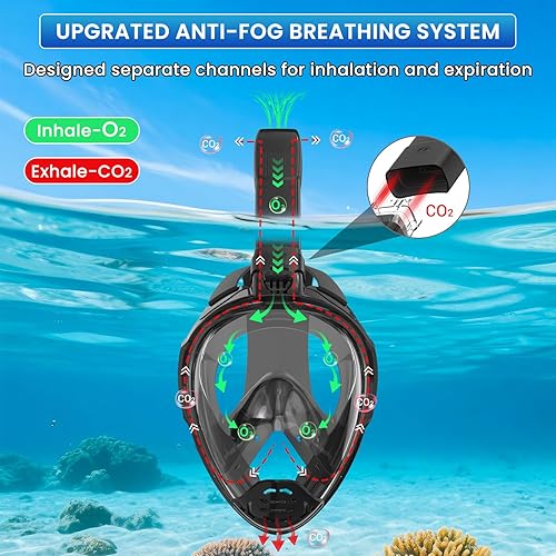 Miniatura 3 de Máscara de esnórquel de cara completa, equipo de esnórquel para adultos, máscara de buceo, equipo de esnórquel superior seco con soporte de cámara