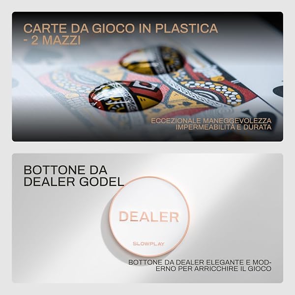 SLOWPLAY Godel set di fiches da poker in argilla 14 g per Texas Hold’em, 500 pz [con valori numerati] con valigetta in policarbonato tedesco elegante e resistente, giocatori di poker - 5