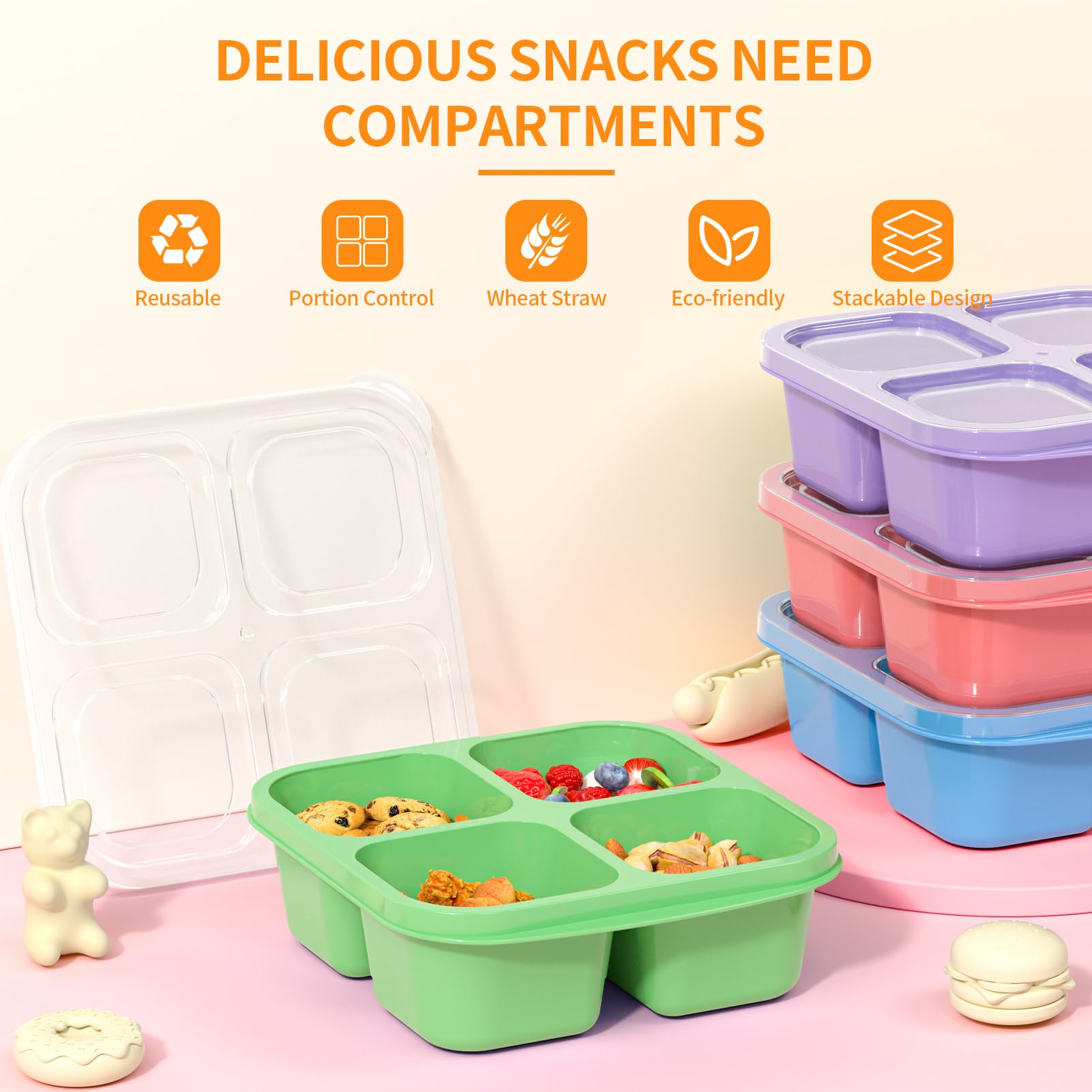 Glotoch - Paquete De 48 Recipientes De Plástico (mezclados) De 8 Onzas Y 16 Onzas Con Tapas, A Prueba De Fugas, Recipientes De Sopa De Preparación De Comidas, Sin BPA, Reutilizables