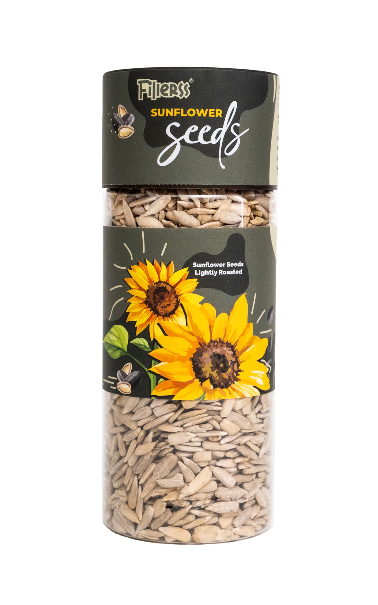 Fillerss Sunflower Seeds - Jar Pack - Shell Peeled - Salted - 250 grams - No Shell - Ready To Snack- Diet Food Flavorful - Healthy Fat - Dry Roasting - Oil-Free - Slow baked Seeds