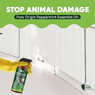 Mouse & Rat Repellent Spray with Cotton Balls - Natural Peppermint Oil Deterrent, Safe for Home Use, Non-Toxic, Eco-Friendly Indoor Pest Control - 200ml