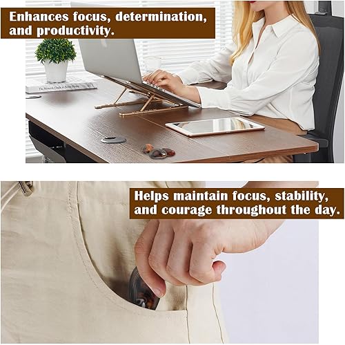 Miniatura 5 de Orientrea 2 piedras de palmera de ágata con bandas de sardonyx para bolsillo, piedra energética de bolsillo de cristal curativo suave