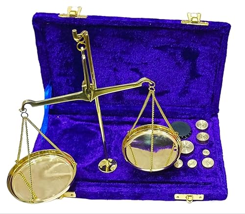 Antiguo tradicional orfebre peso (tarazu) pieza maestra de latón balanza de pesaje equilibrio justicia ley escala decoración vintage boticario