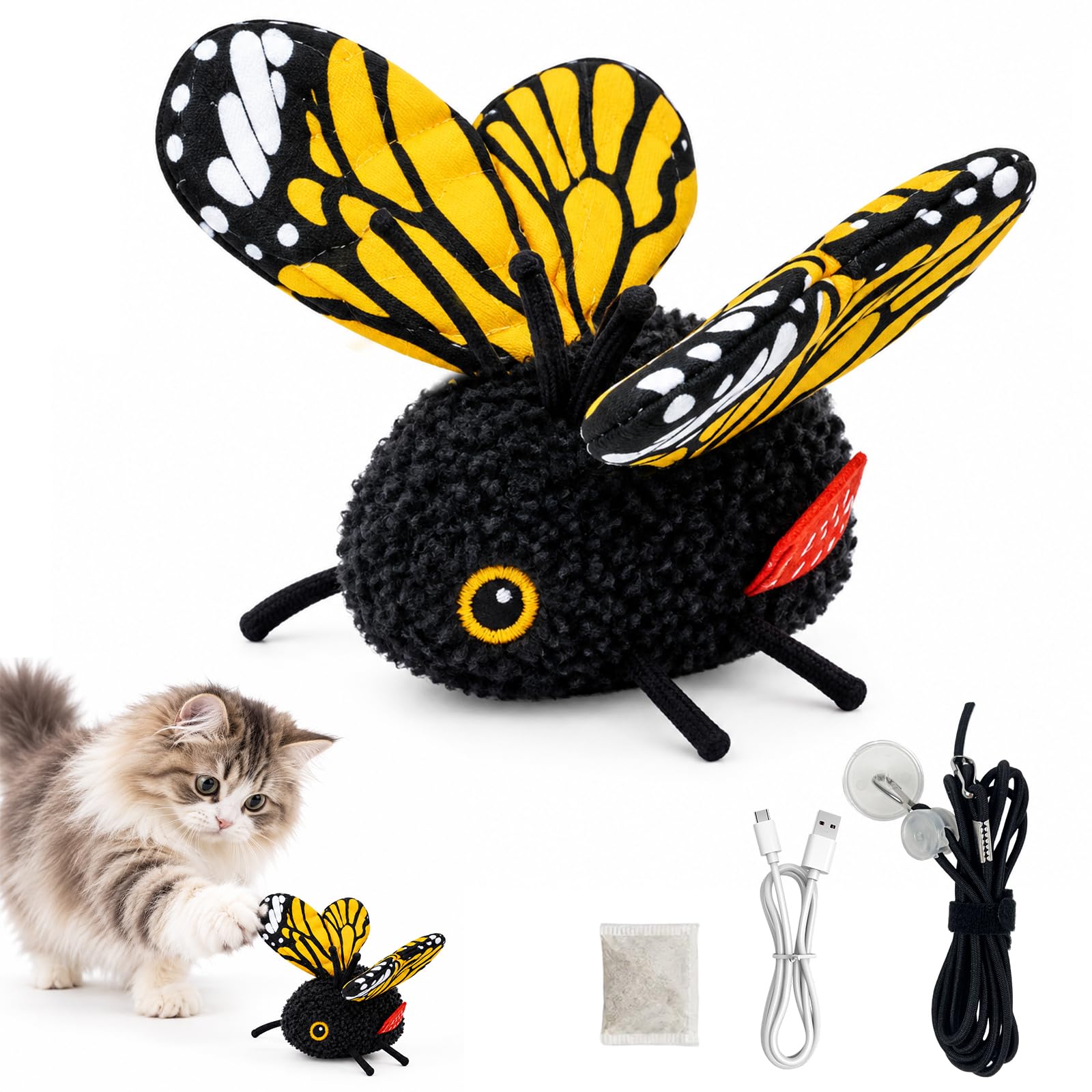Rechargeable Butterfly Cat Toy, Automatic Interactive Play Toy for Cats