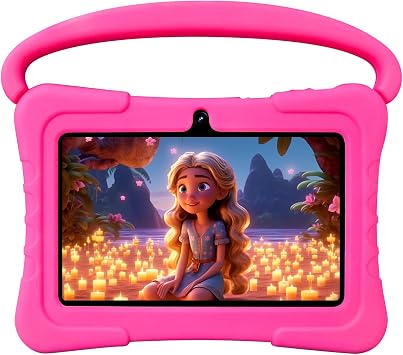 7 inch Kids Tablet with Case,32GB Toddler Tablets Android 13 with WiFi,Dual Camera,Education,Games,Kids Software Pre-Installed,Computer Tablet PC with Age Filters,Parental ControlsPink