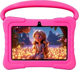NEWISION 7 inch kids tablet with case, android 13 tablet 32gb with wifi, dual camera, education, games, kids software pre-...