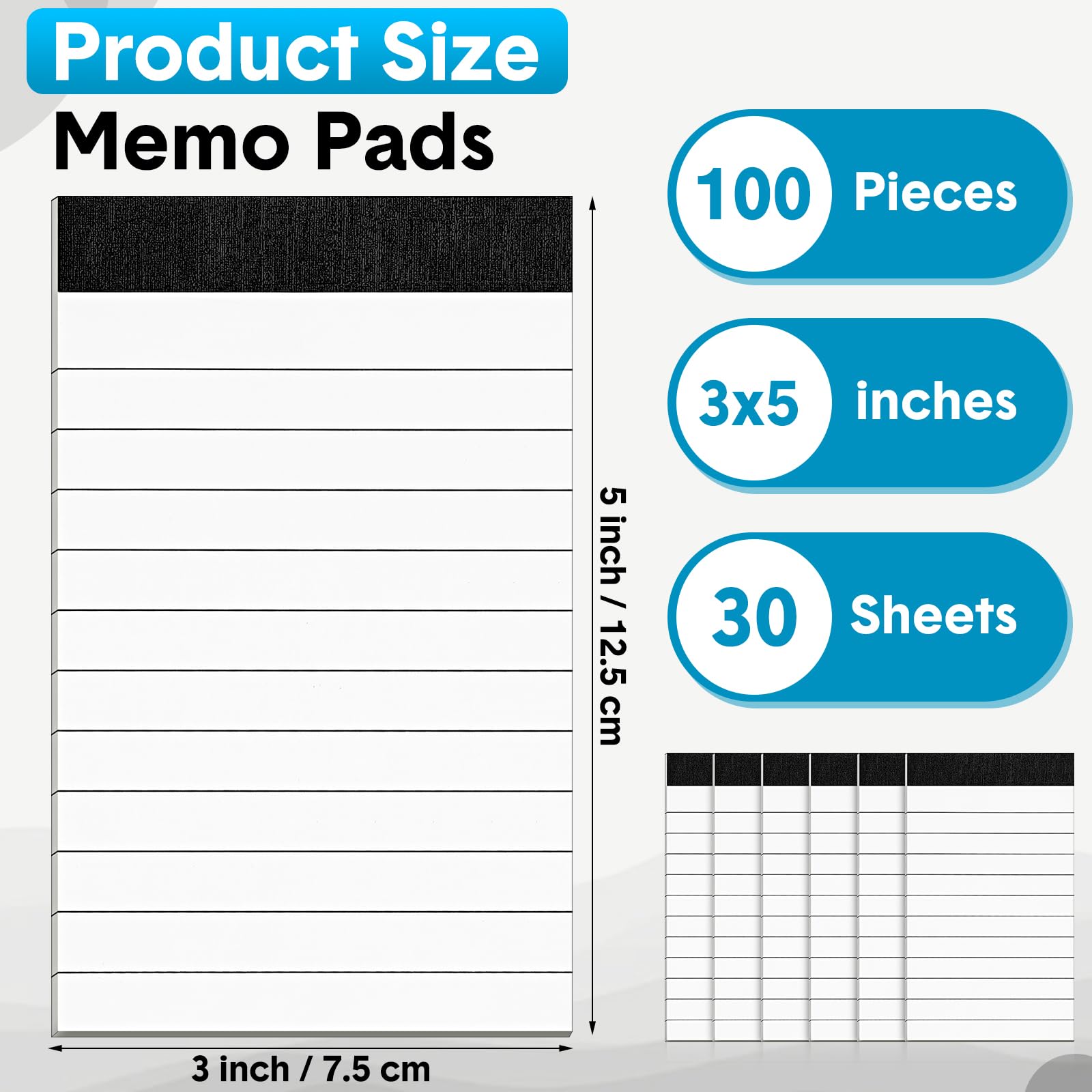 PerKoop Confezione da 100 piccoli blocchetti per appunti, 7,6 x 12,7 cm, mini blocchetti per appunti foderati con 30 fogli in ogni blocco note, per ufficio, università, forniture scolastiche