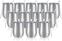 Vista 29 de Lifecapido Paquete de 4 copas de vino de acero inoxidable de 12 onzas sin tallo, vaso de vino aislado, vasos de vino de acero inoxidable con tapas