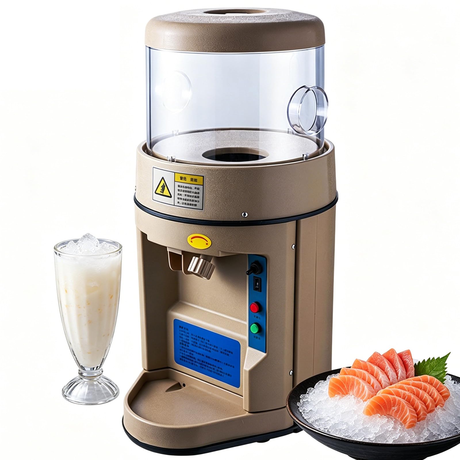 Broyeur à glace professionnel 440 W, machine à granita réglable d'une capacité de 6 kg, idéal pour les restaurants, les établissements de fondue chinoise, les food trucks, parfait pour les smooth