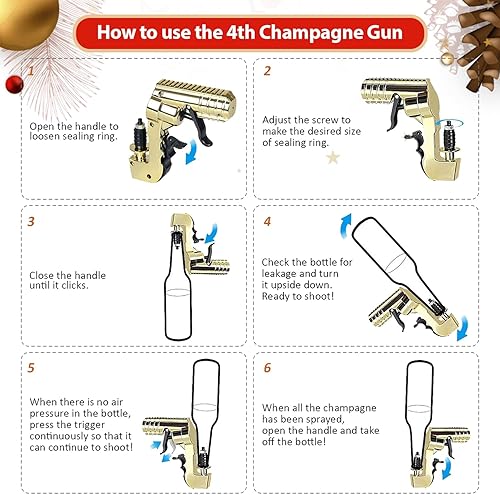 Miniatura 3 de Pistola de champán mejorada dorada de mayor alcance, pistola de cerveza de líquido de burbujas, pistola de pulverización de vino ajustable para