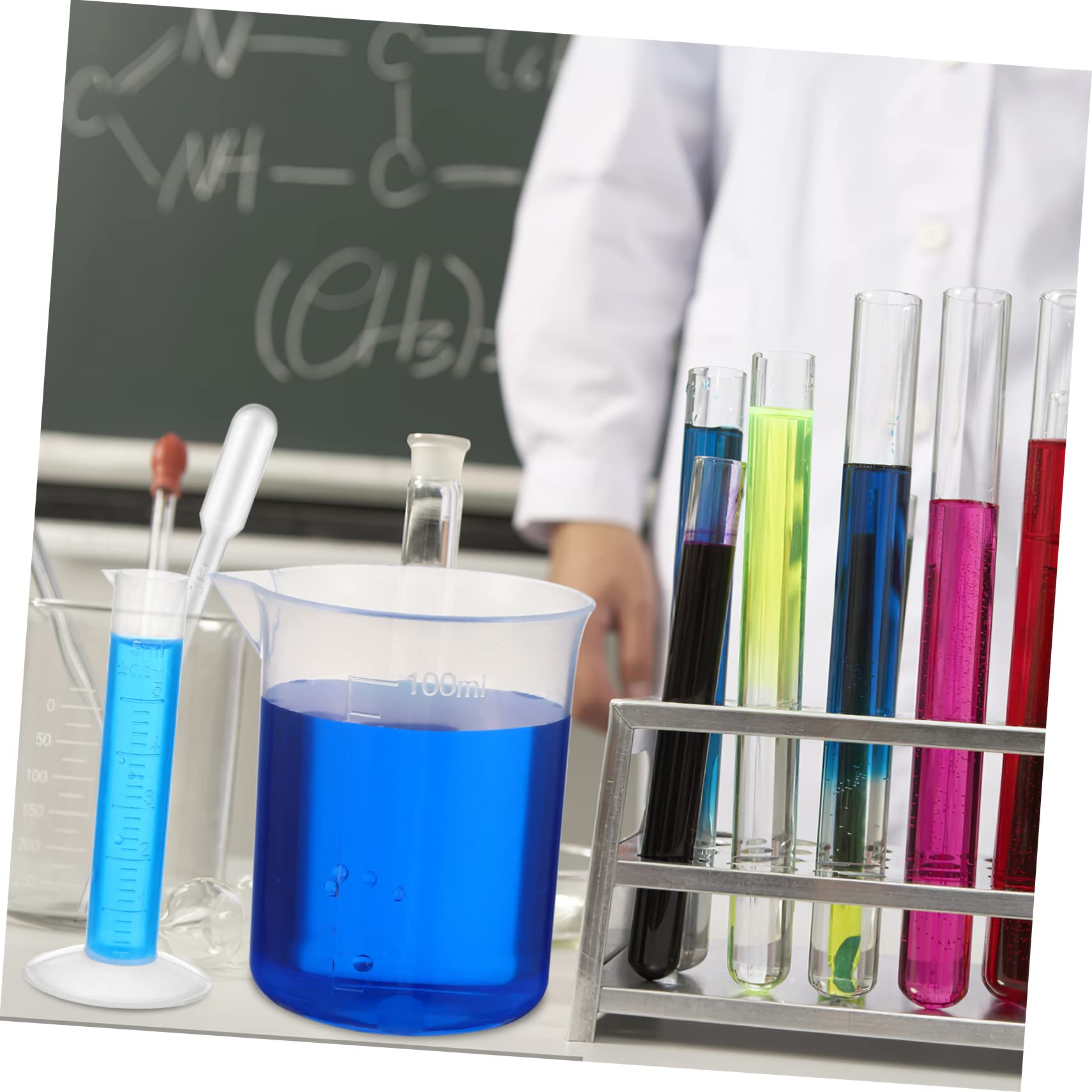 Alipis 3 Set Cilindri Graduati e Becher con Pipette da Trasferimento e Spazzole per Provette Misura per Laboratorio Resistente Acidi e Alcalini
