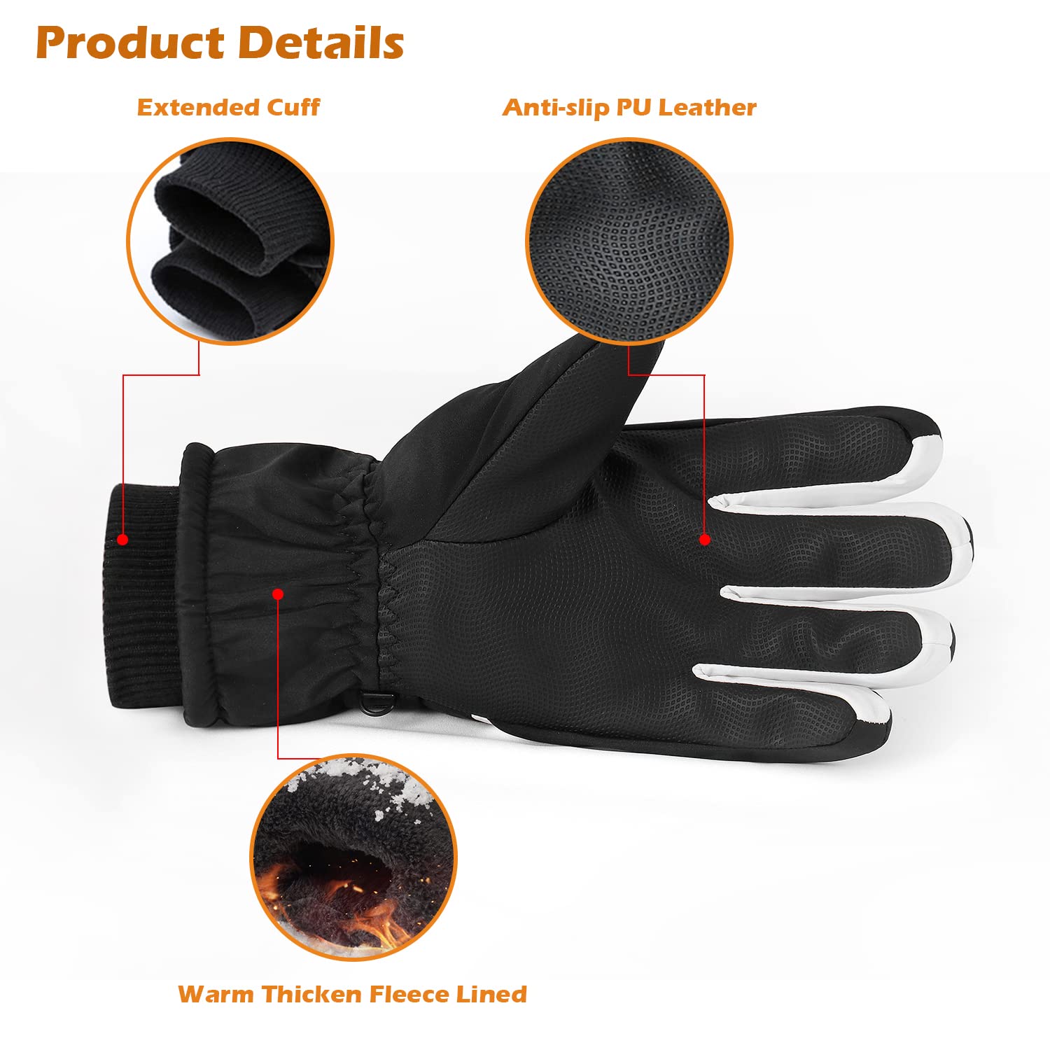 Guanti invernali impermeabili da uomo Pesca sportiva Touchscreen Guida Moto Sci Guanti da ciclismo caldi da donna (Size : Blue,White