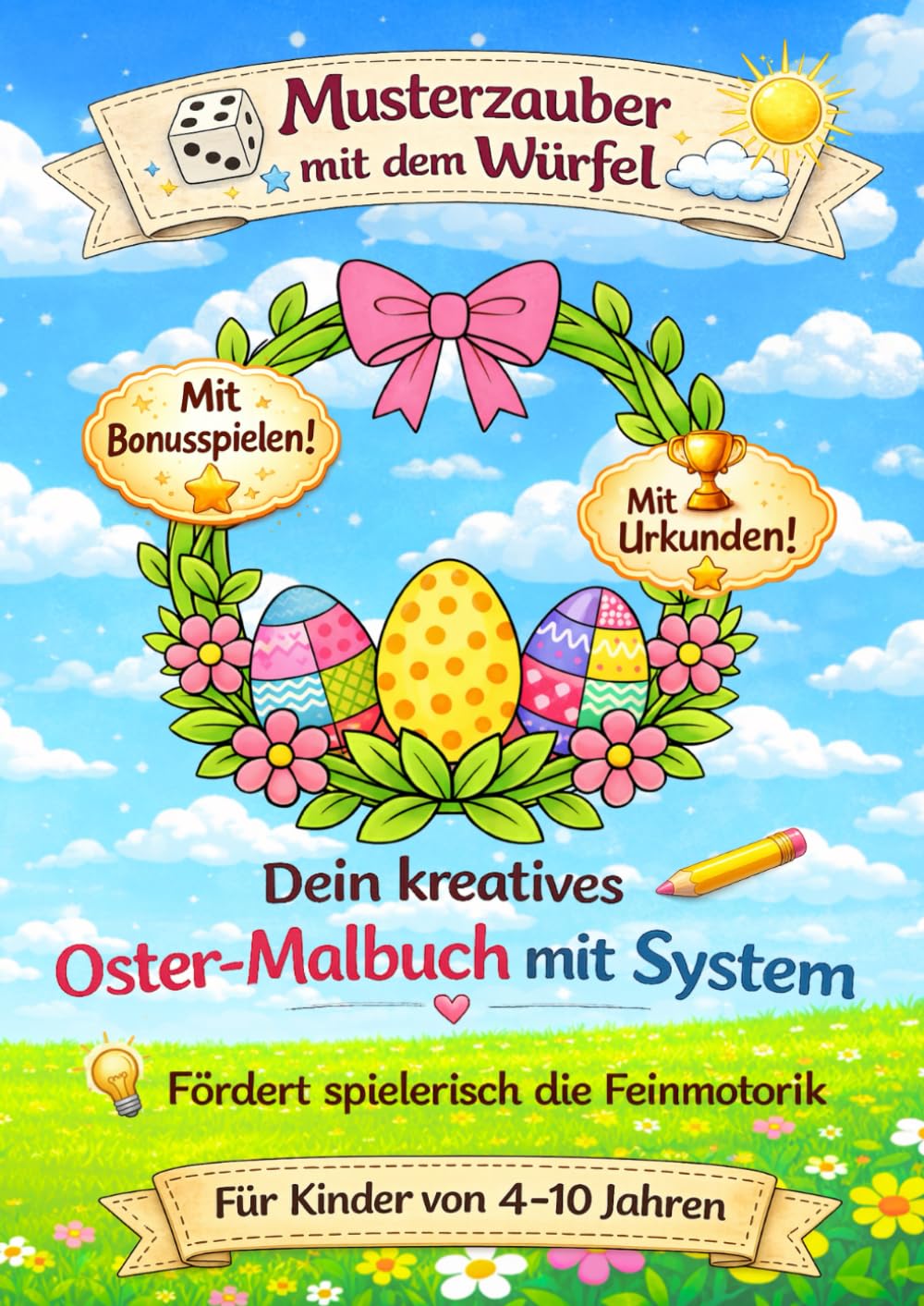 Musterzauber mit dem Würfel: Dein kreatives Oster-Malbuch mit System für Kinder von 4-10 Jahren