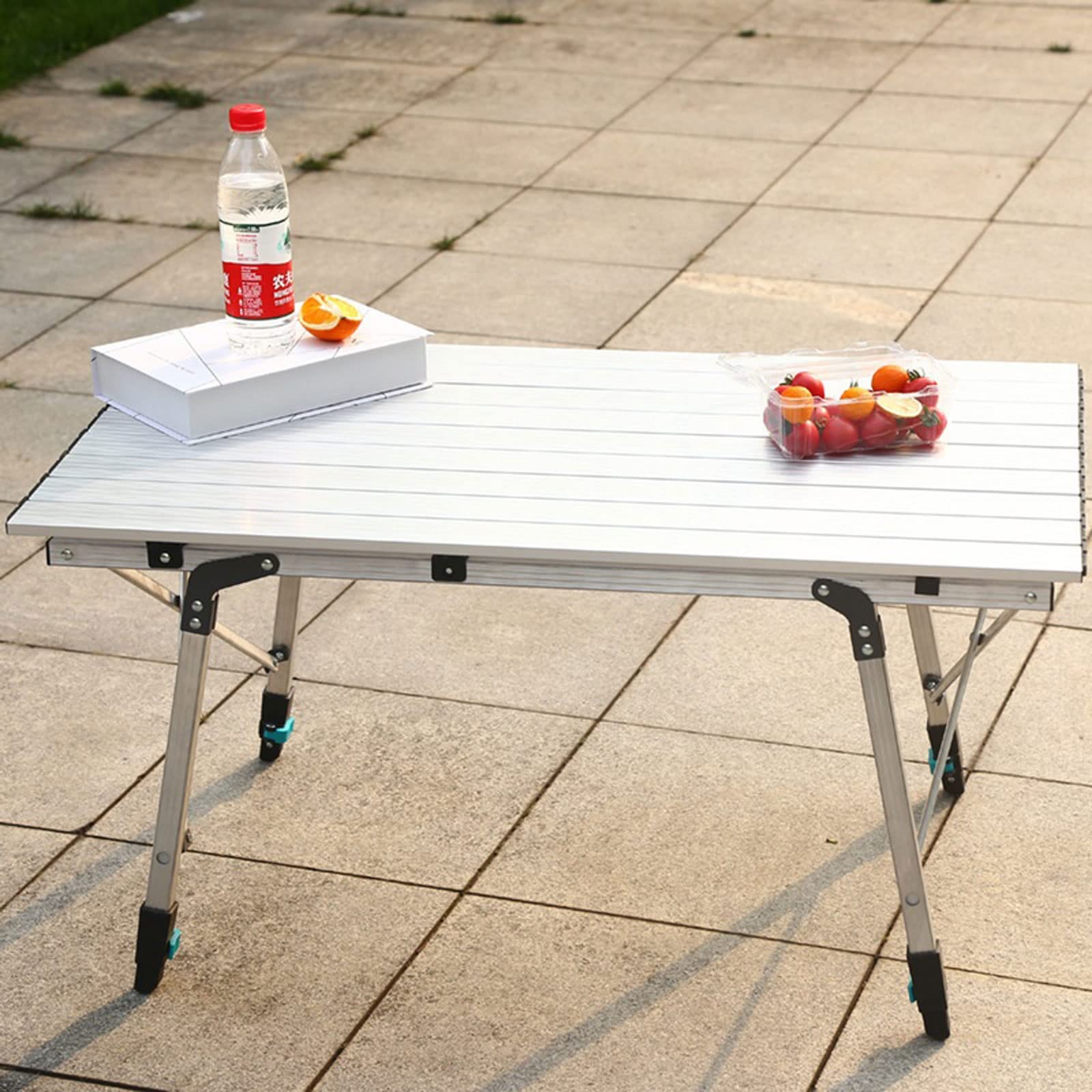 Aluminiowy przenośny składany stół i krzesła na piknik, kemping, wędkarstwo, podróże, z wysuwanym stołkiem, teleskopowym siedzeniem, lekki zestaw mebli składanych