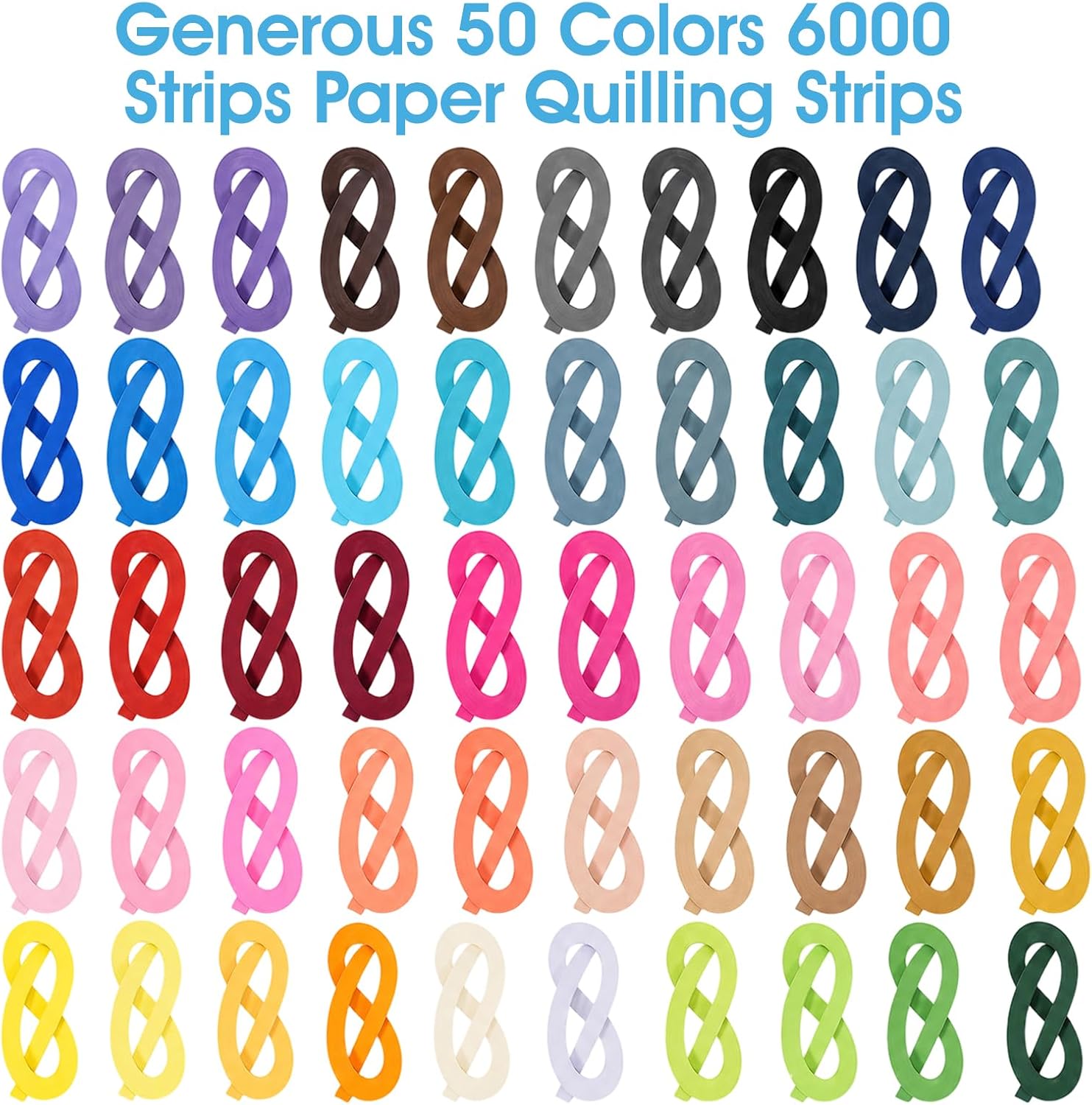 50 Colors 6000 Strips Quilling Paper Strips Set 5mm Width 21.3 Inch Length