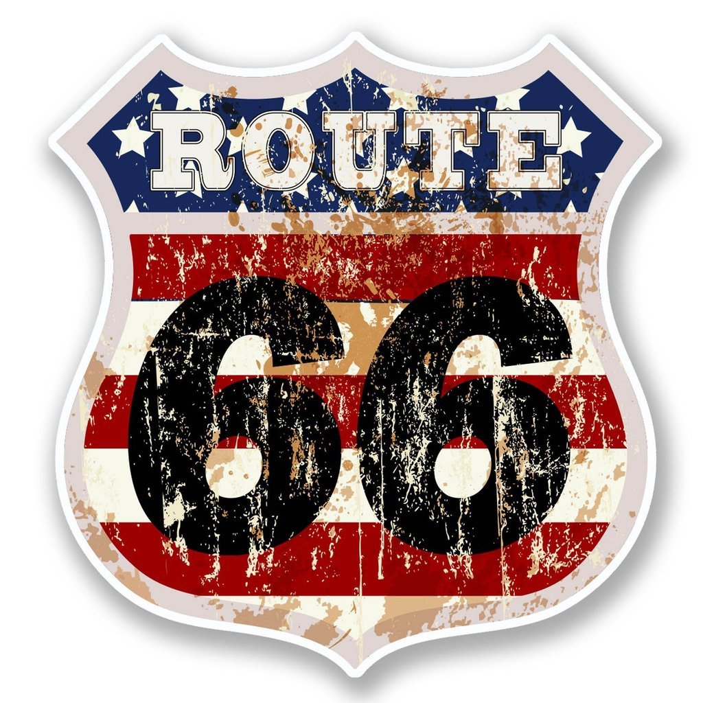 Destinationvinyl Multi 2 X 10Cm/100Mm Route 66 Vinyl Self Adhesive Sticker Decal Laptop Travel Luggage Car Bike Sign Fun #6031