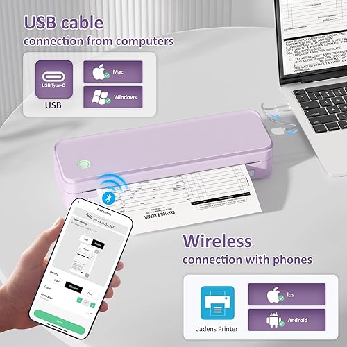 Miniatura 2 de Impresora portátil sin tinta para viajes, impresora térmica inalámbrica compatible con tamaño carta de 8.5 x 11 pulgadas, máquina Bluetooth incluye