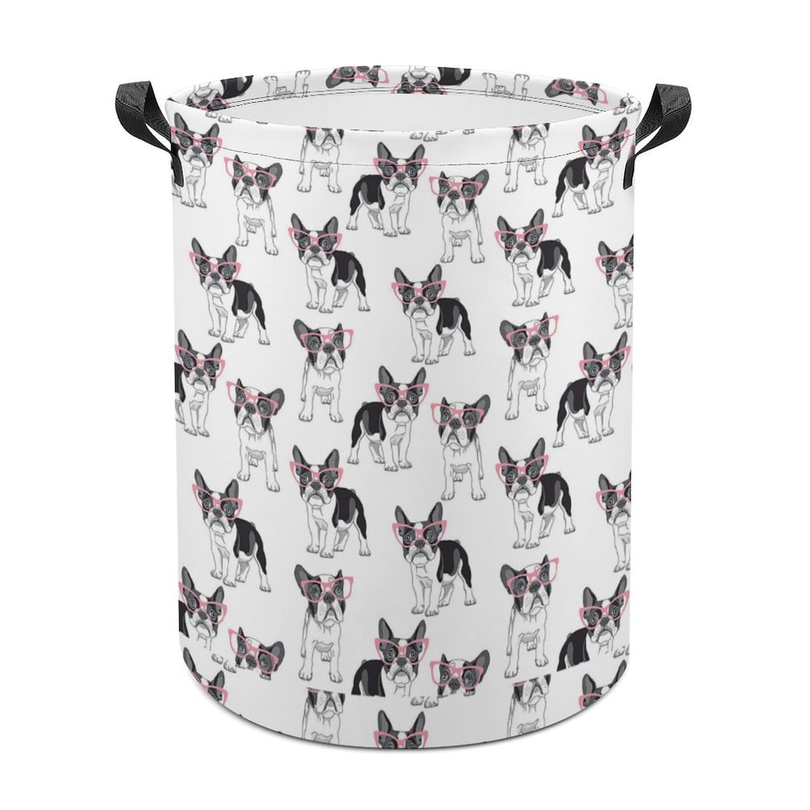 Wlntrophic Laundry Hamper, French Bulldogs Laundry Basket, Washing Basket with Handle