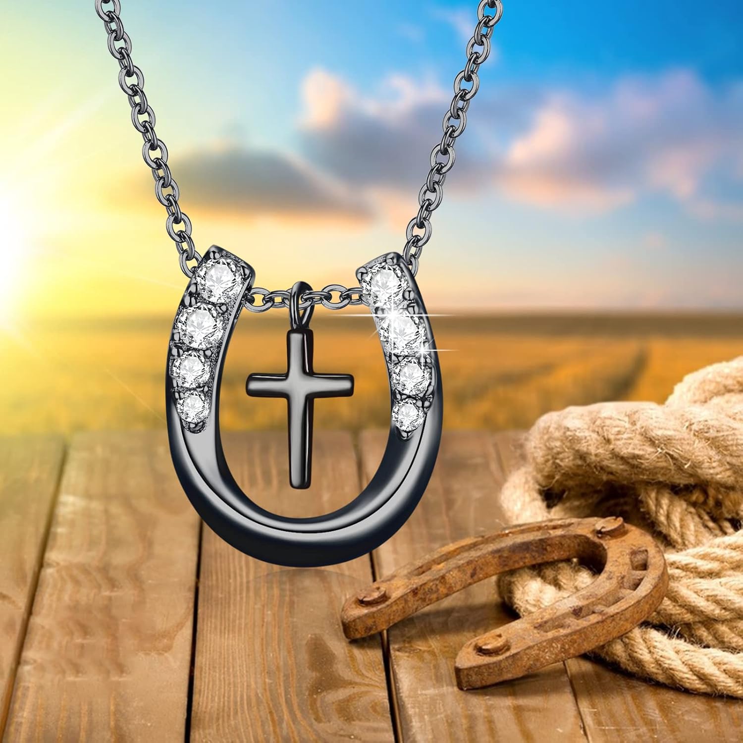 MEDWISE Horse Pendant Necklace for Women Girls - Silver Lucky Horse in Heart Embrace Necklace - Jewelry Gifts for Cowgirls Equestrian Birthday Mother's Day - Image 2