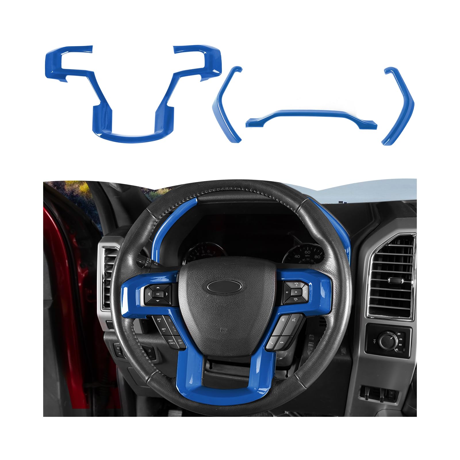 RT-TCZ Dashboard Panel Cover Interior Trim Kit Decoration Interior Accessories for Ford F150 2015-2020 (Blue)
