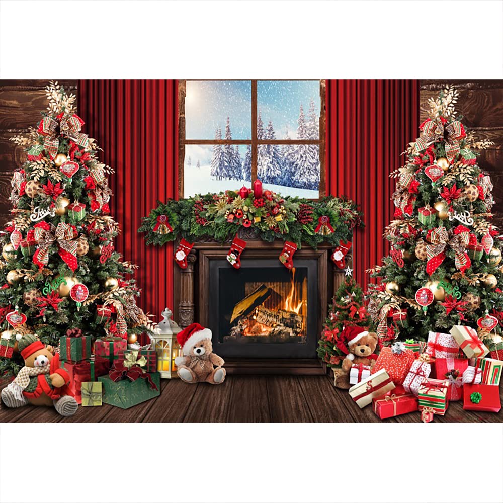 Weihnachts-Fotohintergrund, 300x200 Cm, Vinyl - Mit Kamin, Weihnachtsbaum & Geschenken, Perfekt Für Winter-Partys & Fotoshootings