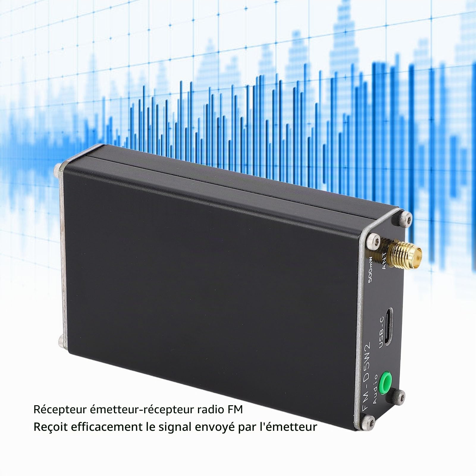 Émetteur FM, Mini Station de Radio Stéréo, émetteur de Diffusion FM, Stéréo 320 Fréquences 0,5 W, Portée de 2 Km, Réglable 76-108 MHz avec Fonction de Mémoire, pour