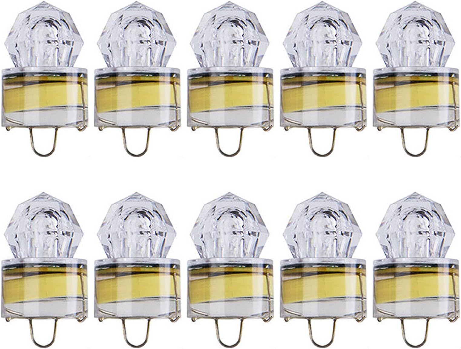 LED Fishing Light Underwater 10-Pack Deep Drop Lights Waterproof Diamond Tubular Underwater Colorful Fishing Lure Light Attractants for Tuna Swordfish