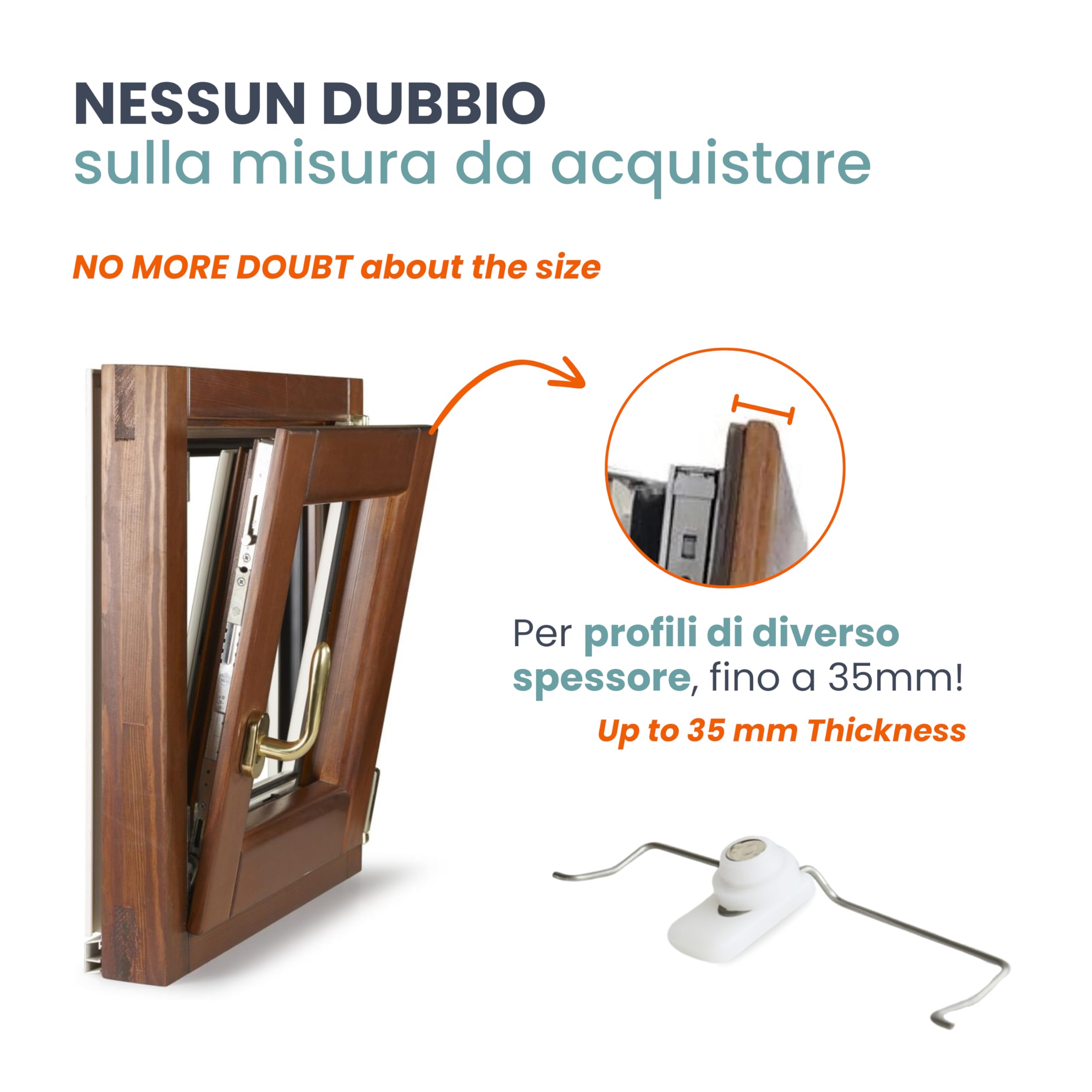 TENDAGGIMANIA Ganci No Foro per Tende a Pacchetto Universale su Tutti Gli INFISSI - Ganci per Tende Senza bucare Attacco Invisibile con Alette Flessibili e Biadesivo - 4 PZ