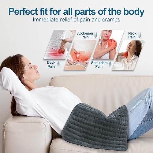 Miniatura 3 de Almohadilla térmica para aliviar el dolor de espalda, almohadillas térmicas eléctricas para calambres, abdomen, cintura, hombros con 6 ajustes de