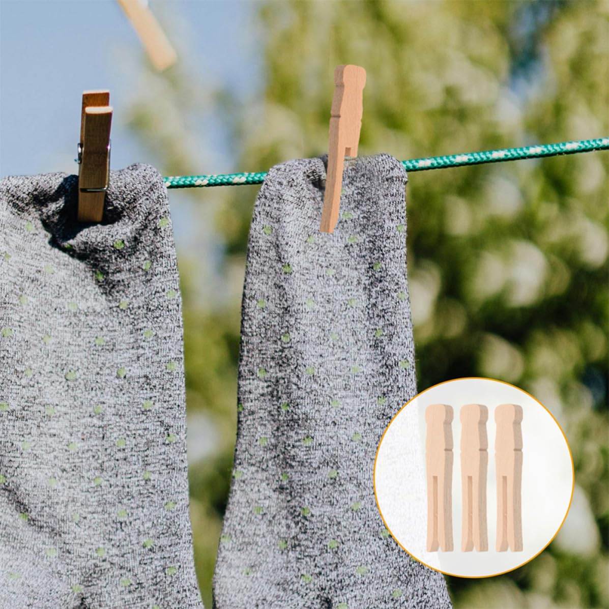 Anneome 100 Pinzas de Madera Redondas Pequeñas y Resistentes Ropa Mecanismo Fuerte y Diseño Vintage para Secar y Organizar Prendas Secar y Organizar Prendas