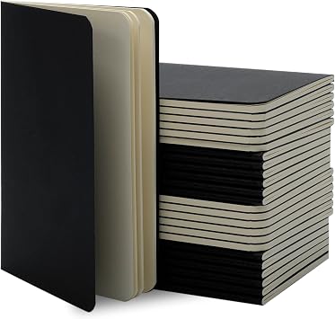 TWONE Pocket Notebook, 24 Pack Thin Cover Small Notebook for Taking Notes, Plain Paper, 30 Sheets, 3-1/2 x 5-1/2, Black Cover
