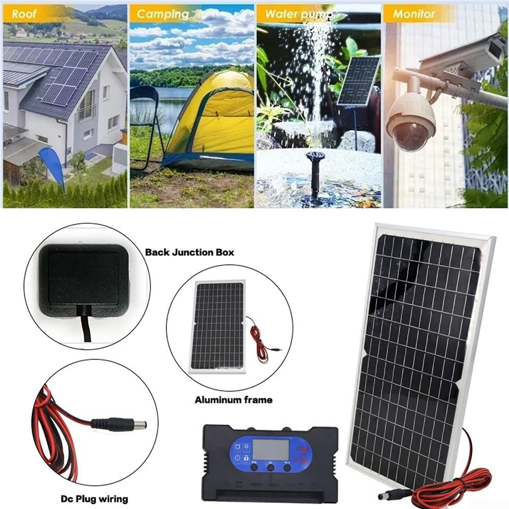Kit pannello solare 100W 5/12/18V monocristallino con controller solare per la ricarica della batteria, roulotte, camper, barca (50A)