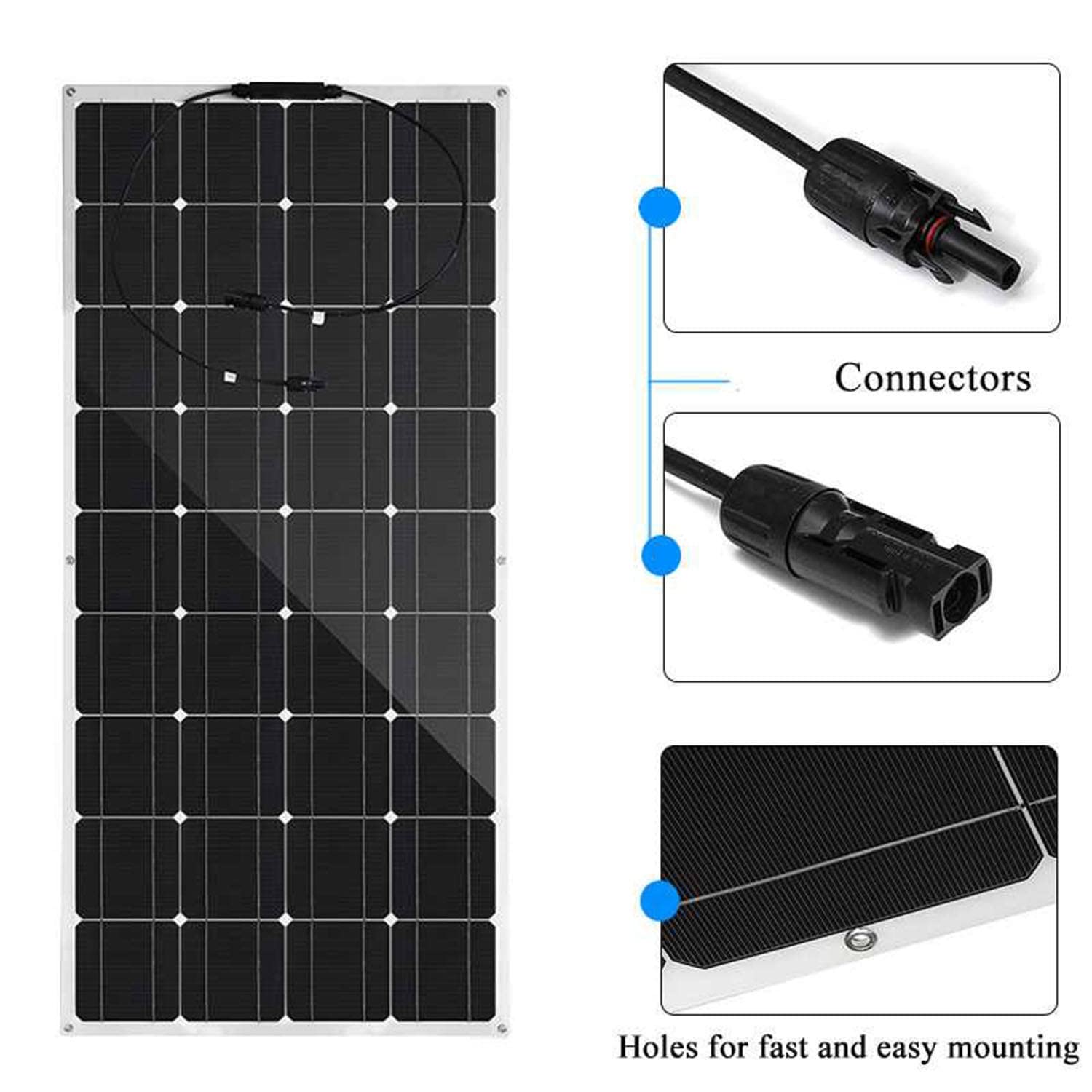 600 W Wydajny Elastyczny Panel Słoneczny, 2x300 W Zestaw Off Grid Monokrystaliczny, z 40 A Regulatorem Ładowania, Moduł Fotowoltaiczny do Akumulatora 12 V 24 V Do Kabiny Łodzi Przyczepy Kampera