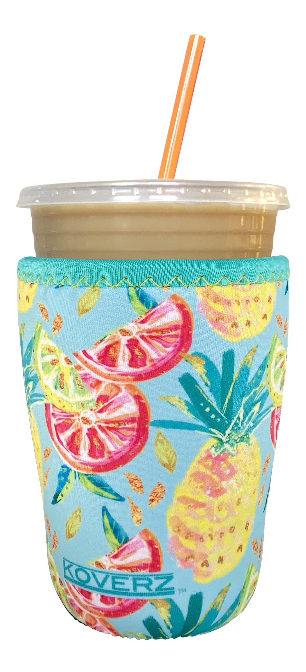 Iced Coffee Sleeve, Medium Pineapples, 24 Oz, Neoprene