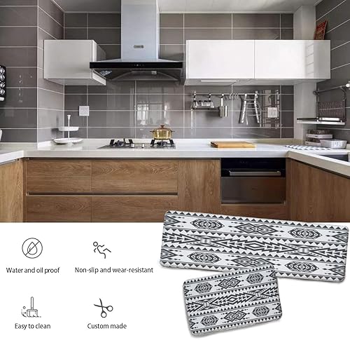 Miniatura 3 de 2 tapetes de cocina, patrón vintage nativo americano, antifatiga, antideslizante, lavable, tapete cómodo para cocina, hogar, lavandería, fregadero,