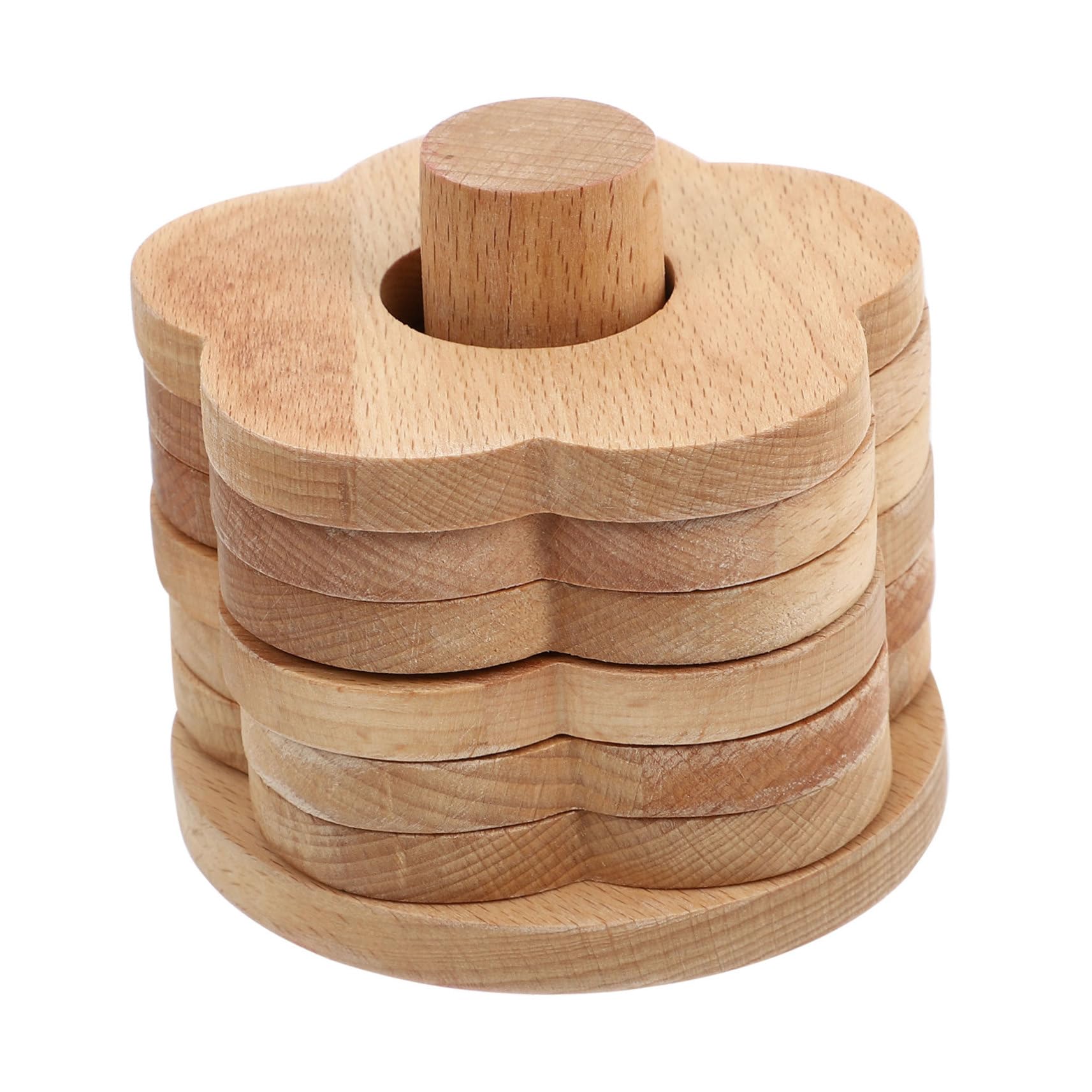 Posavasos de Madera Maciza en Forma de Flor, 7 Piezas