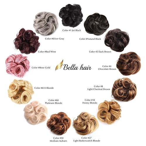 Miniatura 6 de Bella Hair - Rodete de extensión de cabello 100 % humano para banda elástica, extensión de cola de caballo ondeada, rizada o desordenada