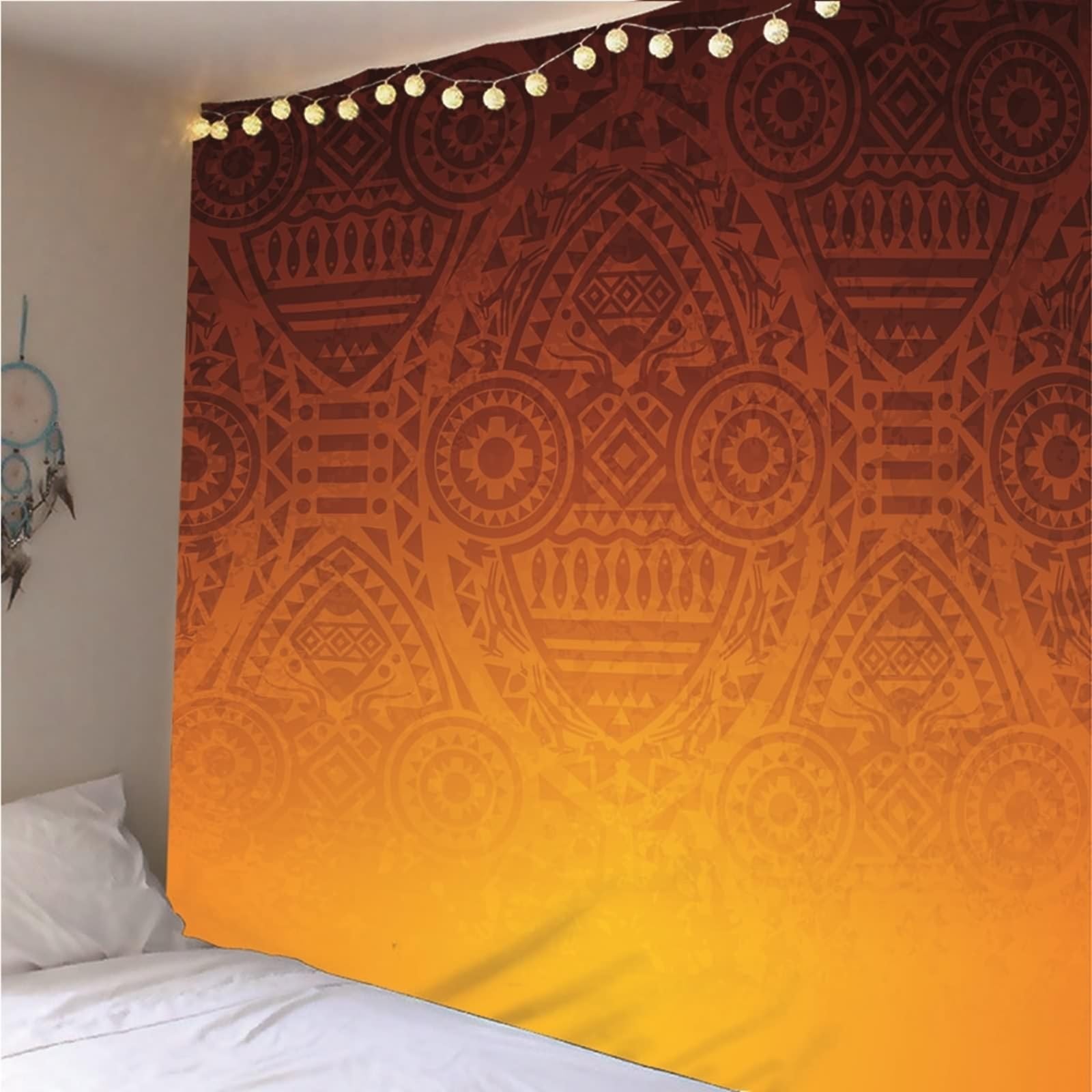 Arazzo in tessuto arancione arazzo coperta indiano etnico gradiente XXL 350 x 256 cm (larghezza x altezza) Premium per la decorazione della casa e del soggiorno
