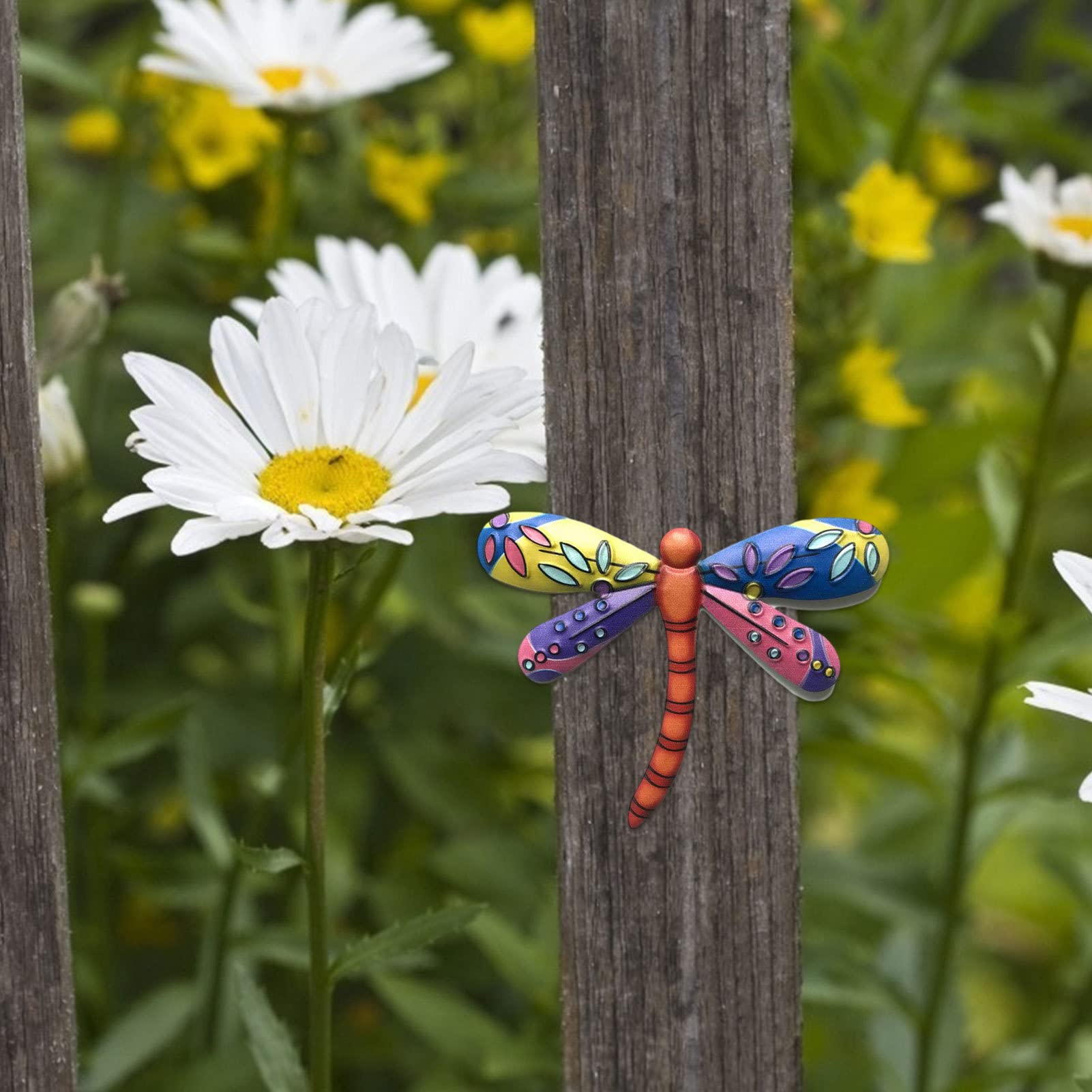 Libellule - Decorazione da parete in metallo, motivo: libellula, da appendere al muro, decorazione da parete per giardino, interno ed esterno, 3/6 pezzi