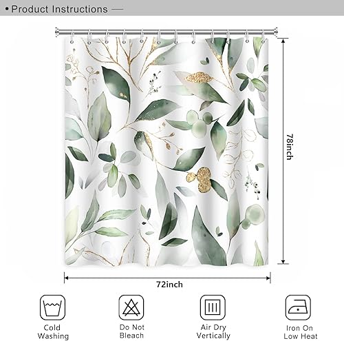 Miniatura 100 de Cortina de ducha de baño con temática de dinosaurio, cortina de ducha de hojas tropicales de dinosaurio verde con ganchos, cortina de ducha de tela