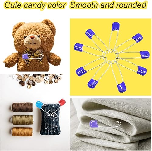 Miniatura 6 de 50Pcs 2.2" Plastic Head Safety Pin Nappy Cloth Diaper Safety Pins with Safe Locking Closures (Purple)