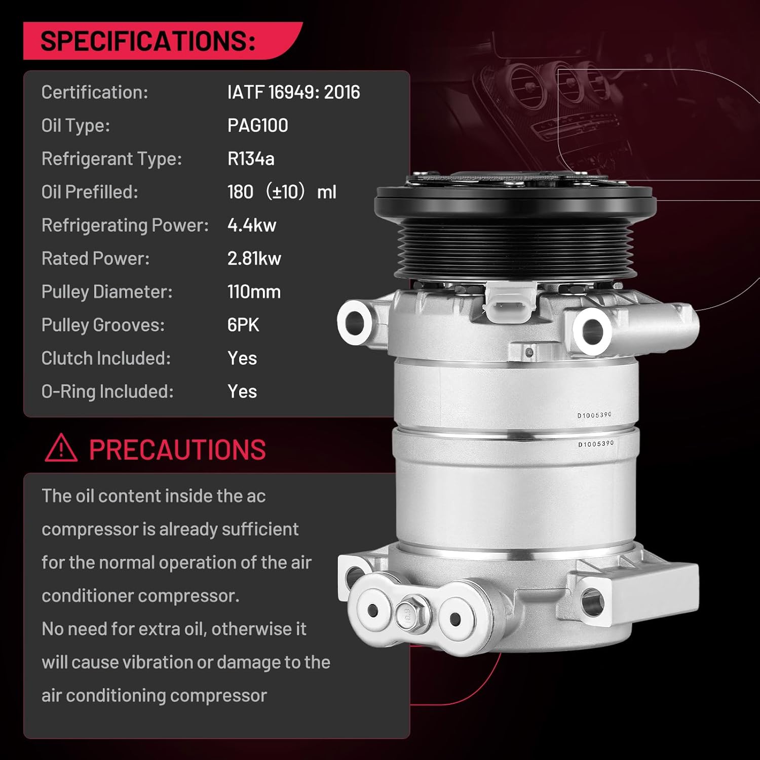 BDFHYK Air Conditioning A/C Compressor with Clutch compatible with Chevy Blazer C1500, Silverado 1500/2500/3500, S10 G30 L30, compatible with GMC Jimmy Sonoma,Sierra 1500/2500/3500