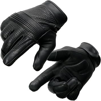 Milwaukee Leather Mens Leather and Mesh Motorcycle Gloves - Breathable, Adjustable Wrist, Riding Gloves - MD